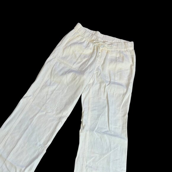 Caslon White Linen Blend Coastal Wide Leg Drawstring Pants Size XS - Picture 3 of 7